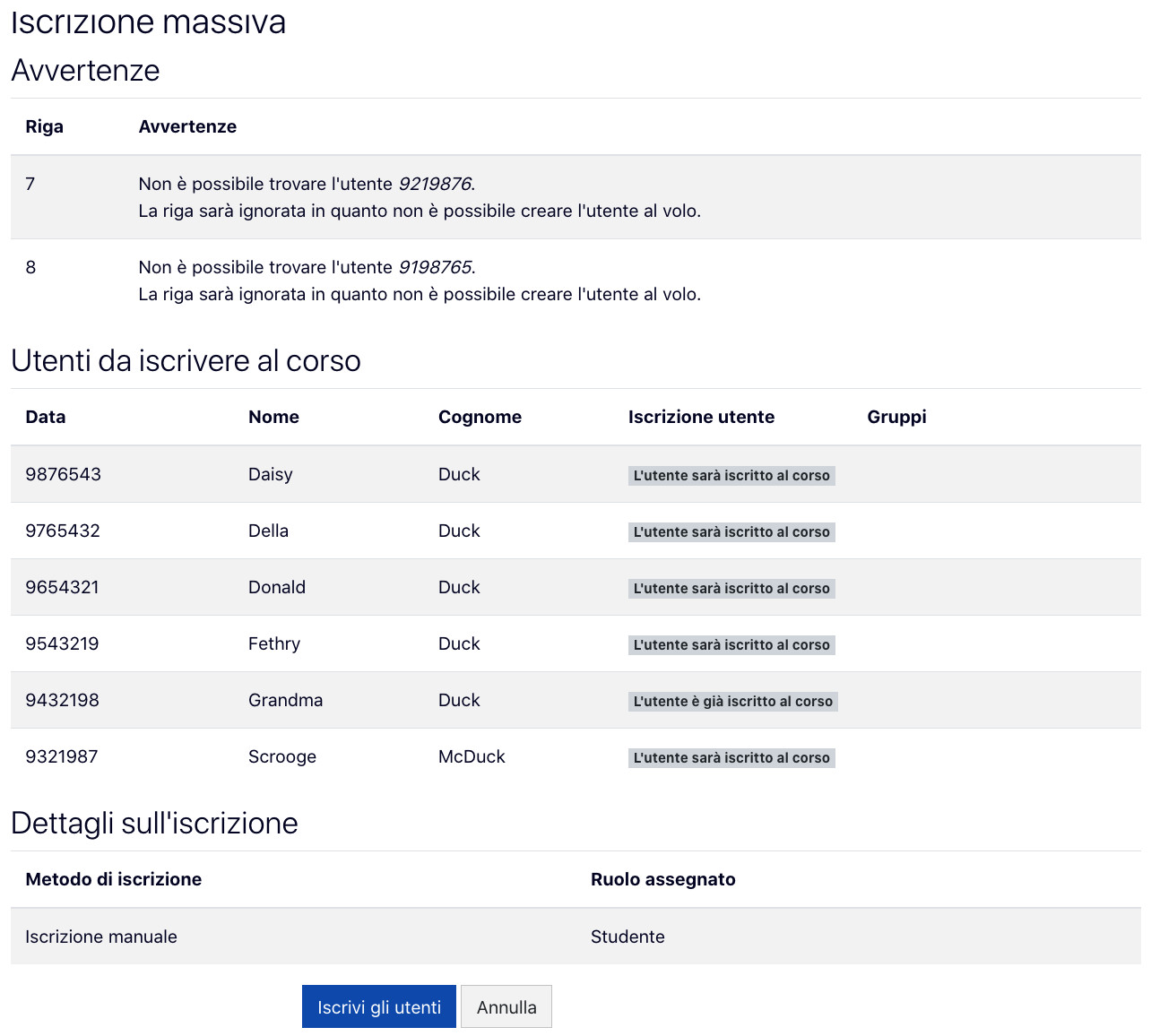 FAQ E Miniguide Docenti: Iscrivere Utenti In Modo Massivo | AulaWeb 2024/25